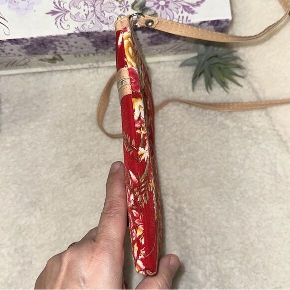 Red Ivory Blue Metallic Gold Floral Thailand Elephant Patch Small Crossbody - Picture 5 of 10